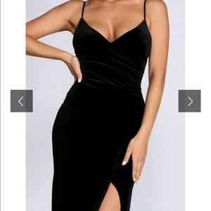 Windsor Black Velvet Formal High Slit Wrap Dress